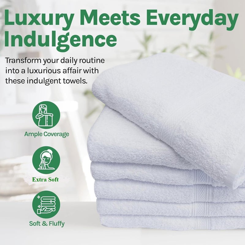 Towels N More 12 Pack 15X25 Hand Towels - White Soft 100% Cotton Ring Spun Loops - Highly Absorbent and Quick Drying Medium Towels Linen Essentials - Ideal for Bathroom, Spa, Travel, and Gym Use - Image 4
